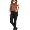 Vanda Brown Leather Biker Vest hand