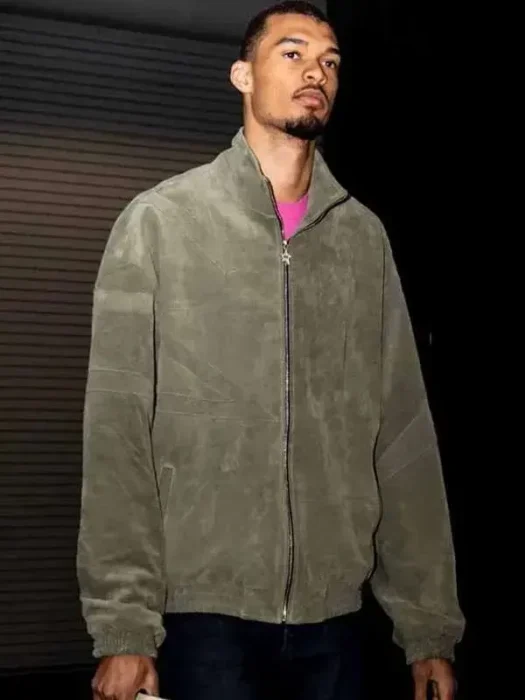 Victor Wembanyama Suede Bomber Jacket