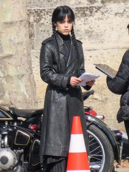 Wednesday S03 Jenna Ortega Leather Coat