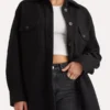 Womens Black Oversized Wool Shirt