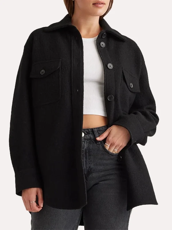 Womens Black Oversized Wool Shirt