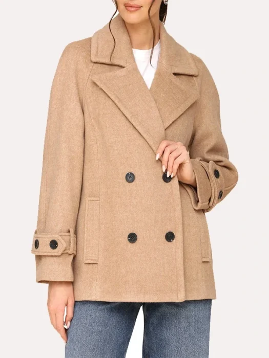 Womens Camel Brown Peacoat