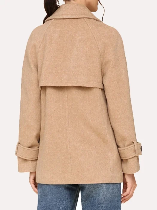 Womens Camel Brown Peacoat Back