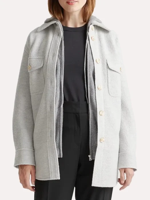 Womens Grey Oversized Wool Shirt