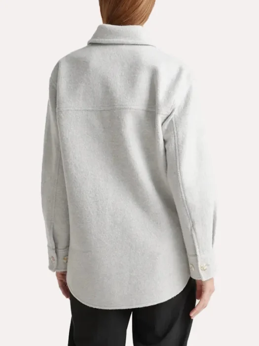 Womens Grey Oversized Wool Shirt Back