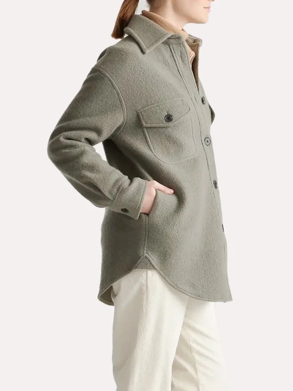 Womens Olive Green Oversized Wool Shirt