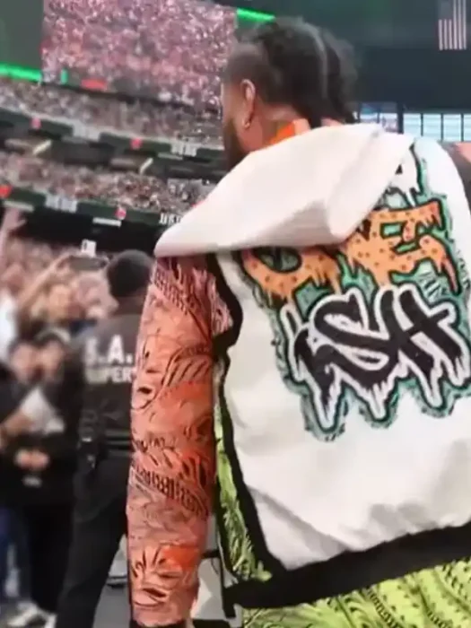 WrestleMania 42 Jimmy Uso Hooded Vest Back
