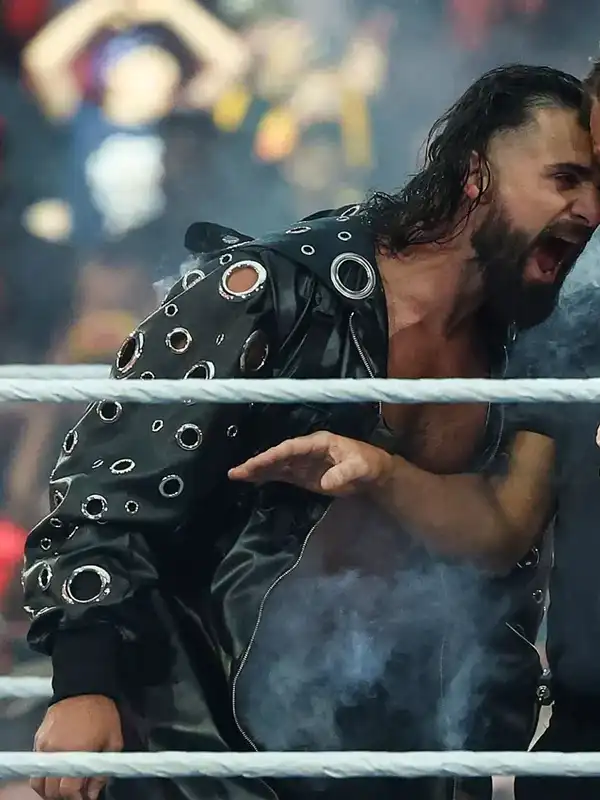 WrestleMania 42 Seth Rollins Leather Black Coat