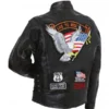 American Eagle Logo Motorcycle Black Leather Jacket