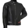 American Eagle Logo Motorcycle Black Leather Jacket Mens