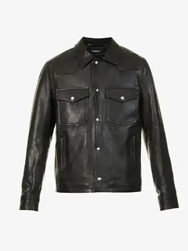 American Idol S24 Ryan Seacrest Black Leather Jacket