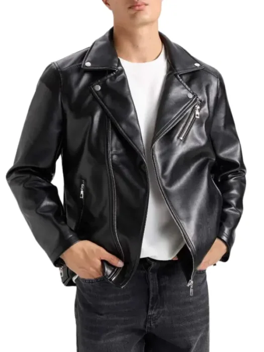 American Polo Collar Biker Leather Jacket
