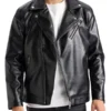 American Polo Collar Men Biker Leather Jacket