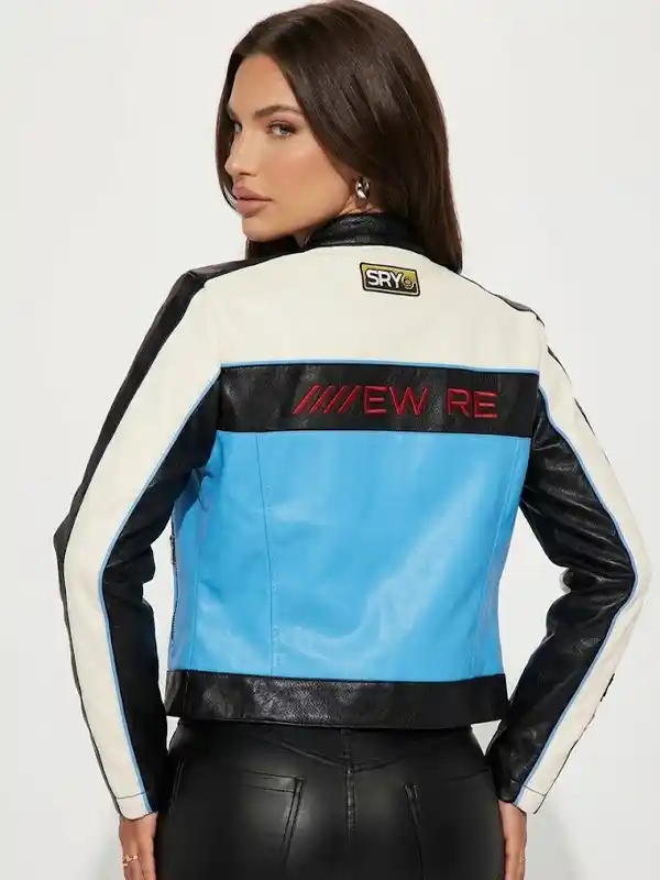 Around The Track Faux Leather Jacket Back