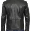 Asymmetrical Biker Leather Jacket Back