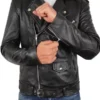 Asymmetrical Black Biker Leather Jacket