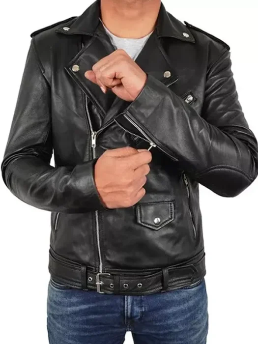 Asymmetrical Black Biker Leather Jacket