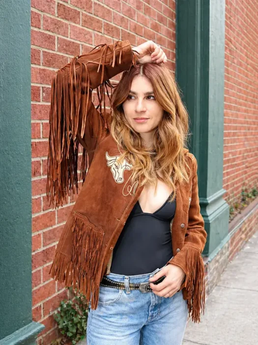 Aya_Cash_Brown_leather_Fringe_Jacket