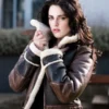 B3 Shearling Katie McGrath Aviator Brown Leather Jacket