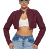 Biker Club Faux Leather Jacket - Burgundy