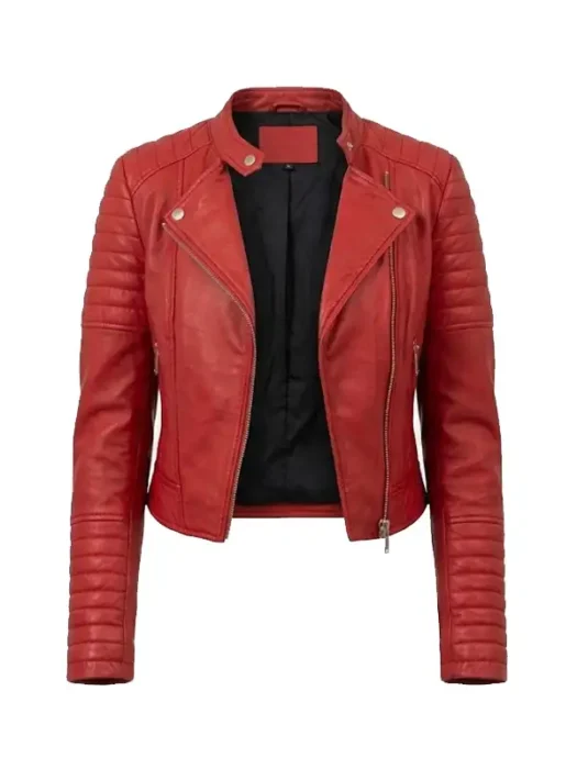 Biker Club Faux Leather Jacket - Red