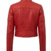 Biker Club Faux Leather Jacket - Red Back