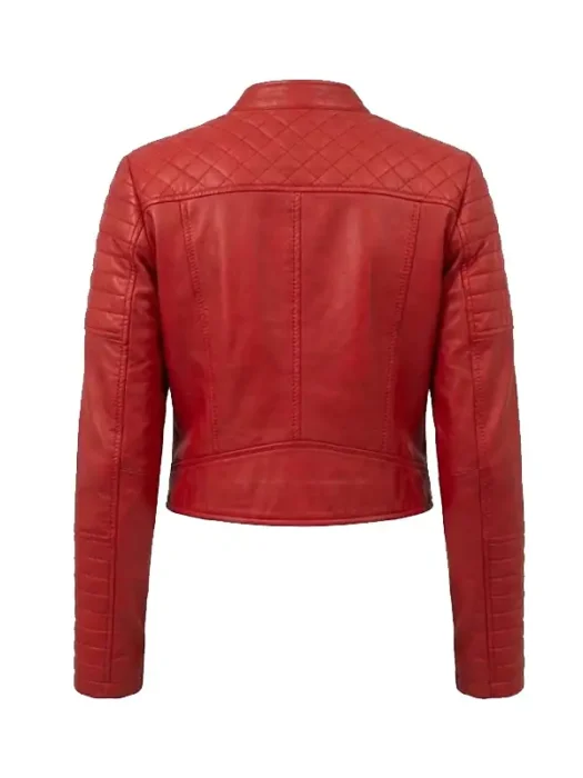 Biker Club Faux Leather Jacket - Red Back