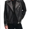 Biker Studded Black Leather Jacket