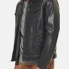 Black Hooded Leather Jacket Mens