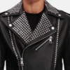 Black Leather Biker Studded Jacket