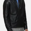 Black Leather Classic Collar Jacket