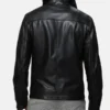 Black Leather Classic Collar Jacket Back