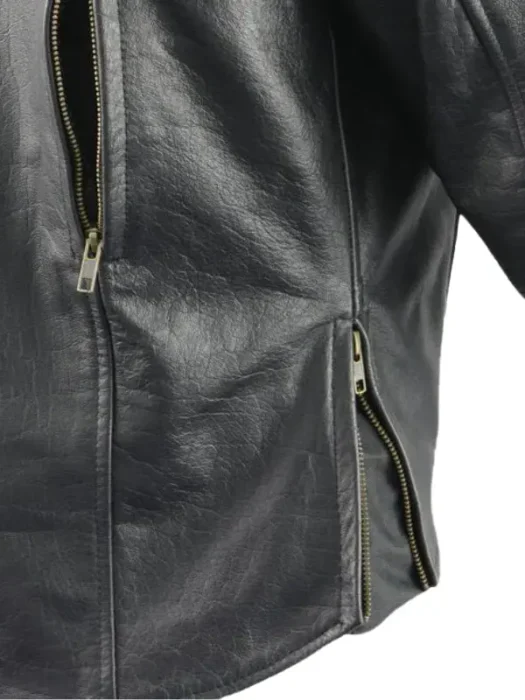 Black Leather Motorcycle Jacket For Mens