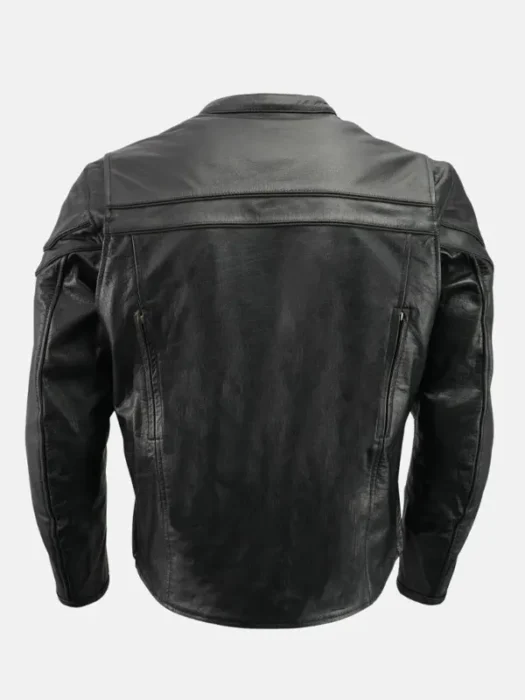 Black Leather Motorcycle Jacket Men’s Back