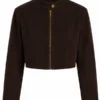 Blake Cropped Faux Suede Moto Jacket - Chocolate