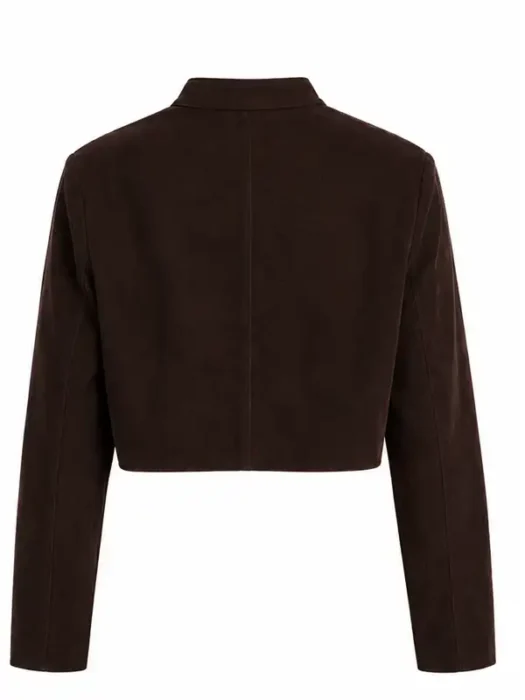 Blake Cropped Faux Suede Moto Jacket - Chocolate Back