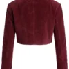 Blake Cropped Faux Suede Moto Jacket Red Back