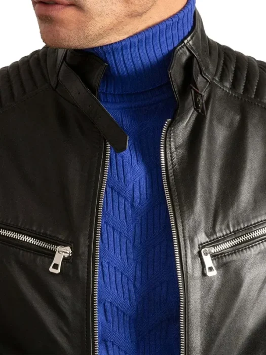 Cafe Racer Black Leather Jacket