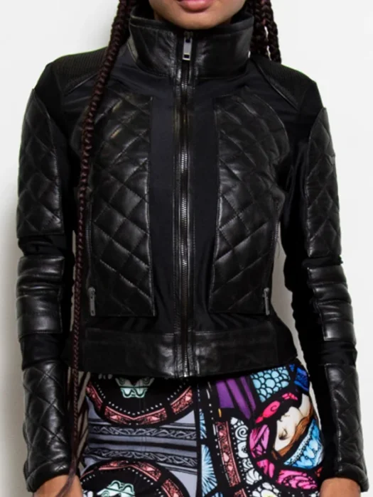 Corset Black Womens Motorcycle Leather Jacket
