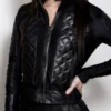 Corset Black Womens Quilted Motorcycle Jacket
