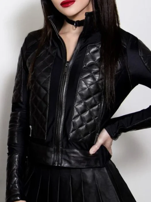 Corset Black Womens Quilted Motorcycle Jacket