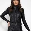 Corset Black Womens Quilted Motorcycle Leather Jacket