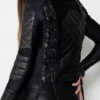 Corset Black Womens Quilted Motorcycle Leather Jacket Back