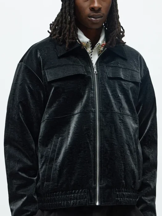 Cropped Coated Padded Bomber Faux Jacket
