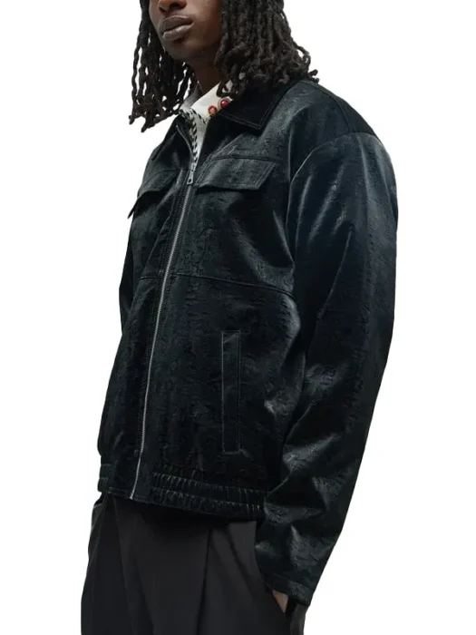 Cropped Coated Padded Bomber Jacket