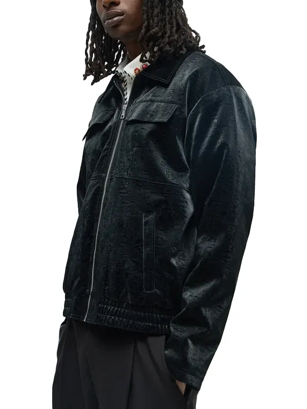 Cropped Coated Padded Bomber Jacket