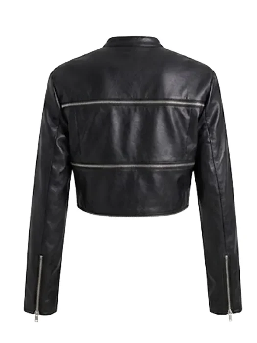 Danger Zone Faux Leather Moto Jacket - Black Back