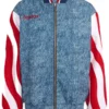 Denim Graphic Track Top