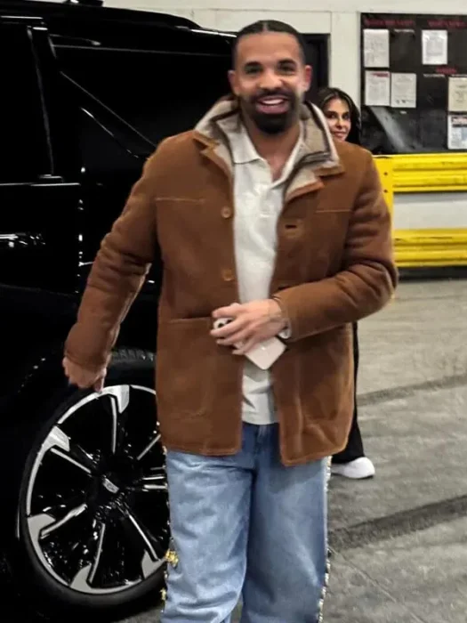Drake Brown Suede Leather Shearling Jacket