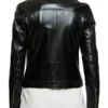 Ellen Moto Real Black Leather Womens Jacket Back